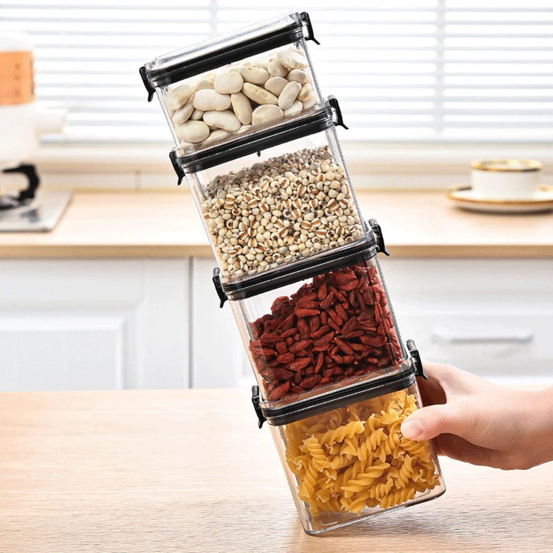 Sealed Jars Kitchen Grain  Tank Plastic Moisture-proof Storage Box Jars Set