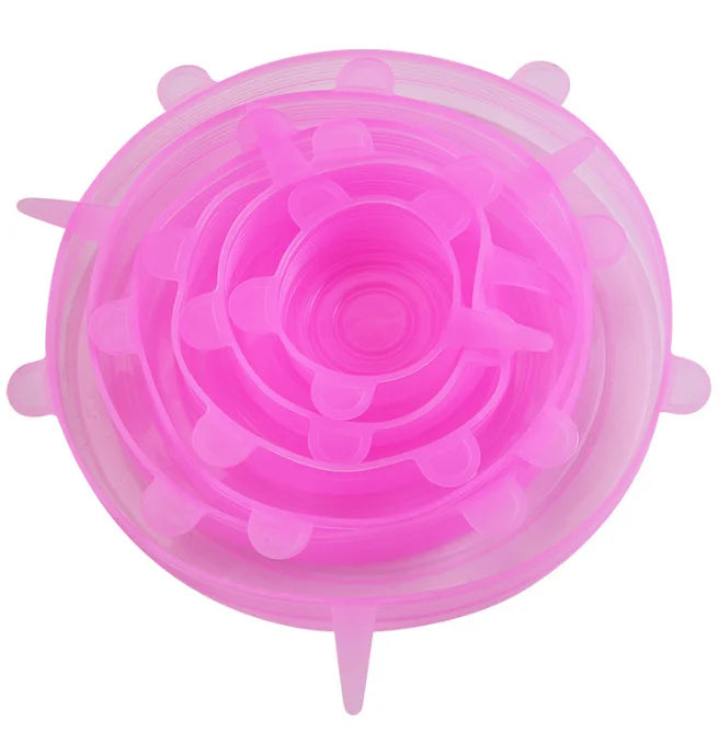 6Pcs Food Grade Silicone Cover Airtight Food Universal Dish Stretch Round