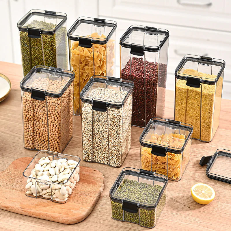 Sealed Jars Kitchen Grain  Tank Plastic Moisture-proof Storage Box Jars Set