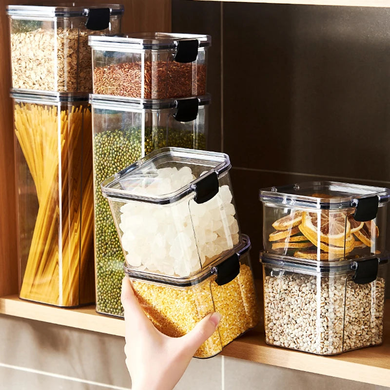 Sealed Jars Kitchen Grain  Tank Plastic Moisture-proof Storage Box Jars Set