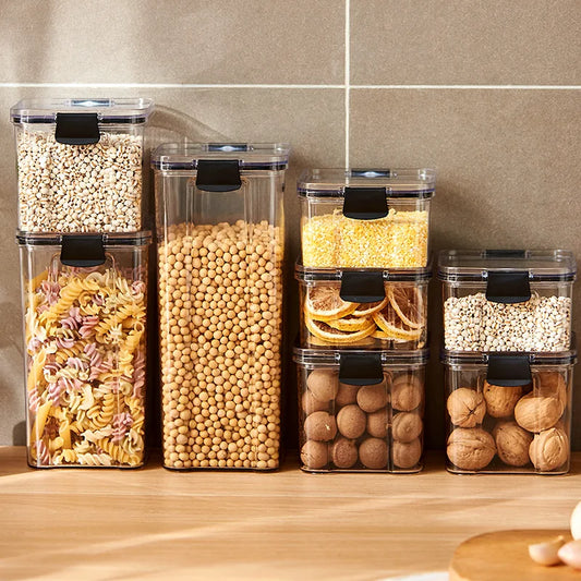 Sealed Jars Kitchen Grain  Tank Plastic Moisture-proof Storage Box Jars Set