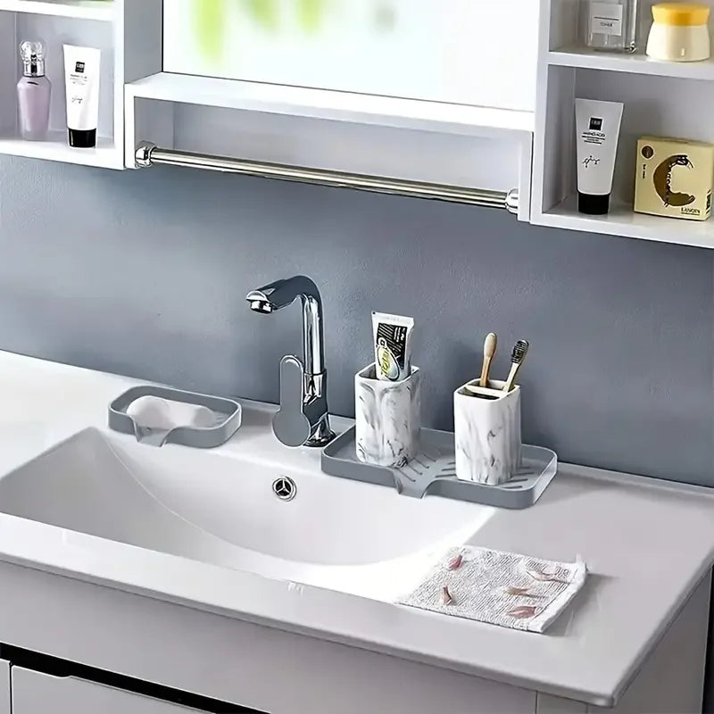 Silicone Faucet Mat Kitchen Sink Tray Soap,Sponge Drain Pad Sink Mat