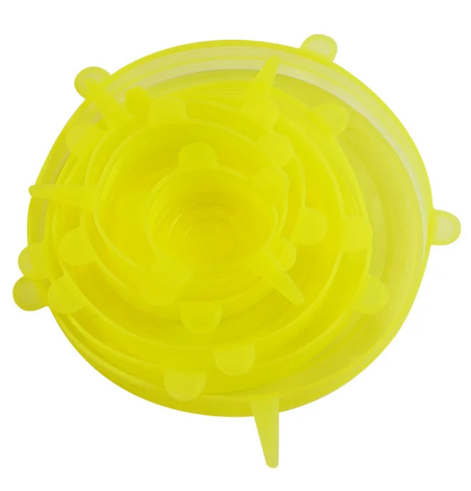 6Pcs Food Grade Silicone Cover Airtight Food Universal Dish Stretch Round