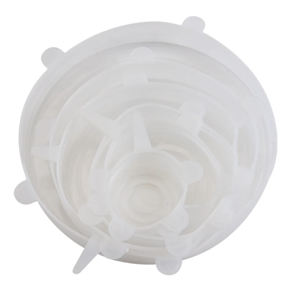 6Pcs Food Grade Silicone Cover Airtight Food Universal Dish Stretch Round