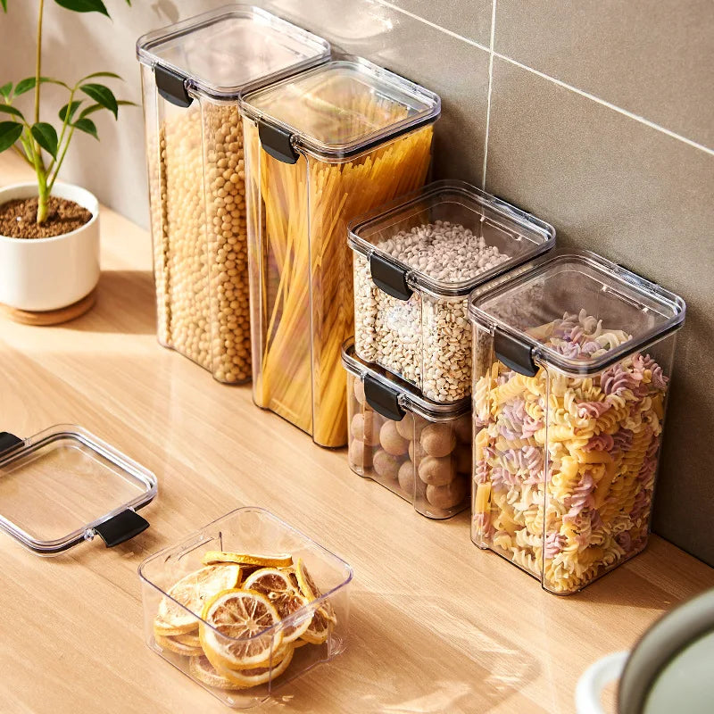 Sealed Jars Kitchen Grain  Tank Plastic Moisture-proof Storage Box Jars Set