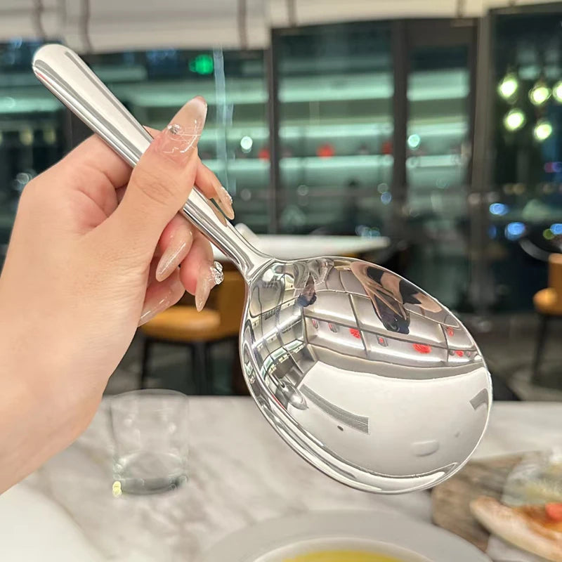 Stainless Steel Filter Soup Spoon Drain Hole Heat Insulated Handle Kitchen Utensils For Daily Use For Serving Soup Rice Serving