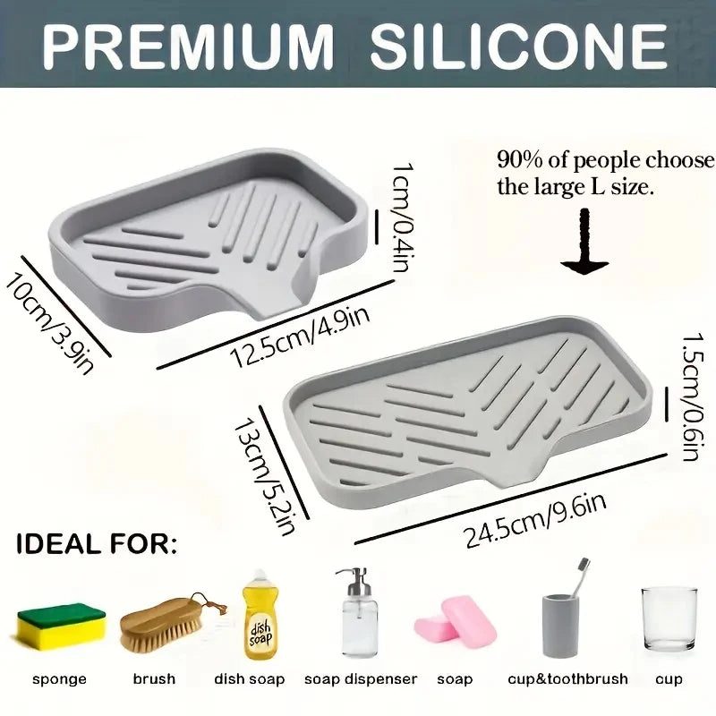 Silicone Faucet Mat Kitchen Sink Tray Soap,Sponge Drain Pad Sink Mat